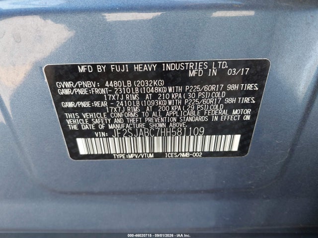 Subaru Forester 2.5i 2017 JF2SJABC7HH581109 Image 9