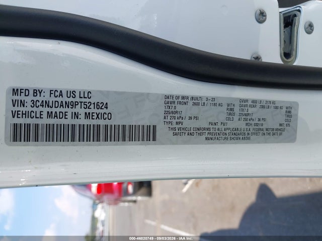 46020749 :رقم المزاد ، 3C4NJDAN9PT521624 vin ، 2023 Jeep Compass Sport 4x4 مزاد بيع