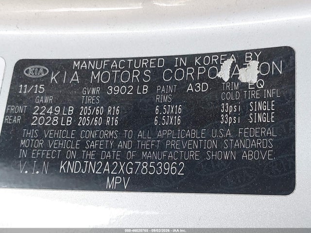 KIA Soul 2016 KNDJN2A2XG7853962 Image 9