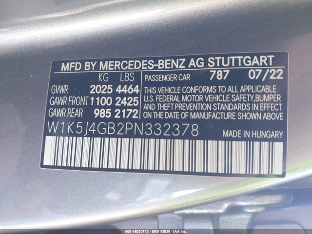 Aukcja sprzedaży 2023 Mercedes-benz Cla 250 Coupe, vin: W1K5J4GB2PN332378, numer aukcji: 46020782