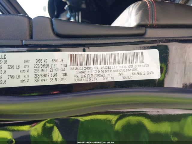 46020836 :رقم المزاد ، 1C4RJFLT8JC363563 vin ، 2018 Jeep Grand Cherokee Trailhawk 4x4 مزاد بيع