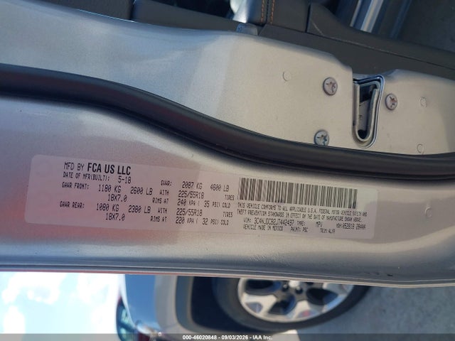 46020848 :رقم المزاد ، 3C4NJDCB2JT442497 vin ، 2018 Jeep Compass Limited 4x4 مزاد بيع