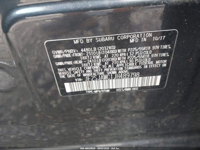 Aukcja sprzedaży 2018 Subaru Forester 2.5i Touring, vin: JF2SJAWC1JH489798, numer aukcji: 46020920
