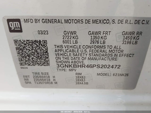 Продажа на аукционе авто 2023 Chevrolet Blazer Awd 2lt, vin: 3GNKBHR46PS202472, номер лота: 46020927