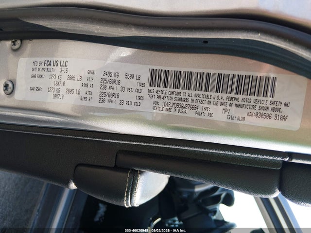 46020948 :رقم المزاد ، 1C4PJMDB3GW276694 vin ، 2016 Jeep Cherokee Limited مزاد بيع