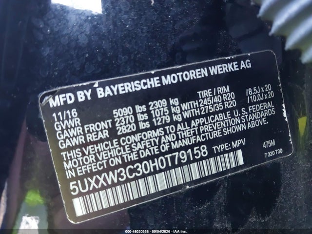 2017 Bmw X4 Xdrive28i მანქანა იყიდება აუქციონზე, vin: 5UXXW3C30H0T79158, აუქციონის ნომერი: 46020956