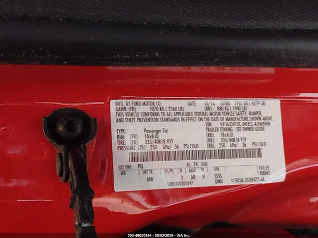 46020994 :رقم المزاد ، 1FADP3L96EL436596 vin ، 2014 Ford Focus St مزاد بيع