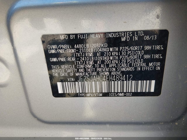 Aukcja sprzedaży 2014 Subaru Forester 2.5i Limited, vin: JF2SJAHC4EH489412, numer aukcji: 46020996