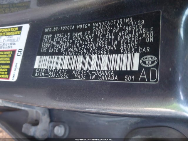 2010 Toyota Matrix S მანქანა იყიდება აუქციონზე, vin: 2T1KE4EE7AC037981, აუქციონის ნომერი: 46021034