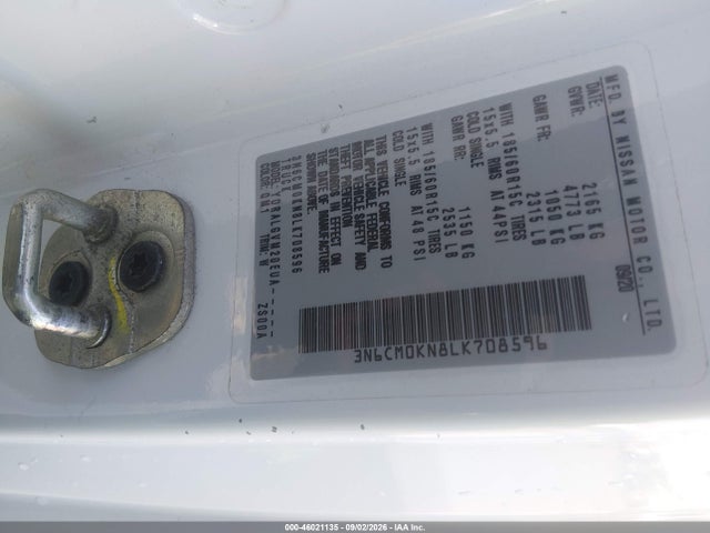 Aukcja sprzedaży 2020 Nissan Nv200  Cargo Sv Xtronic Cvt, vin: 3N6CM0KN8LK708596, numer aukcji: 46021135