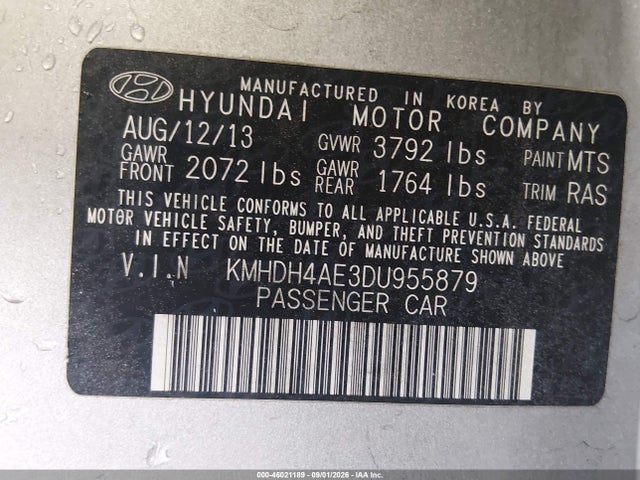 Продаж на аукціоні авто 2013 Hyundai Elantra Gls, vin: KMHDH4AE3DU955879, номер лоту: 46021189