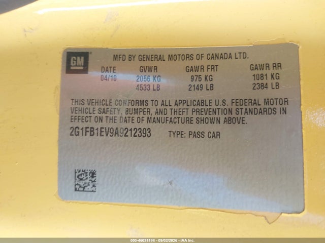 Продаж на аукціоні авто 2010 Chevrolet Camaro 1lt, vin: 2G1FB1EV9A9212393, номер лоту: 46021198