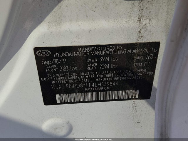 Продажа на аукционе авто 2020 Hyundai Elantra Sel, vin: 5NPD84LF4LH539844, номер лота: 46021249