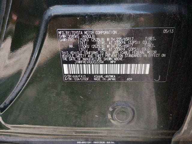Aukcja sprzedaży 2013 Toyota Rav4 Xle, vin: JTMRFREVXDD023394, numer aukcji: 46021281