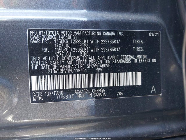 Toyota Rav4 Xle 2021 2T3W1RFV1MC119161 Image 9