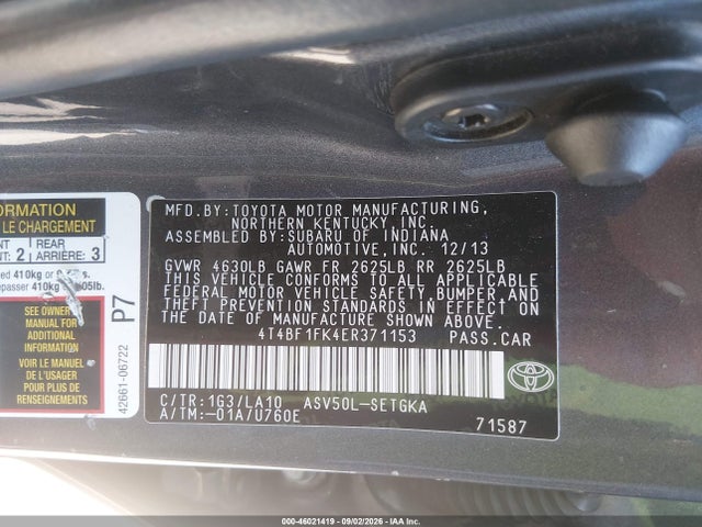 Toyota CAMRY XLE 2014 4T4BF1FK4ER371153 Image 9