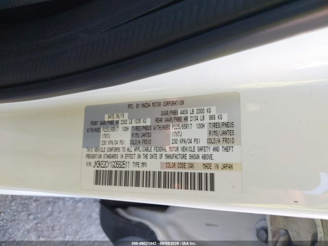 46021442 :رقم المزاد ، JM3KE2CY1G0682511 vin ، 2016 Mazda Cx-5 Touring مزاد بيع