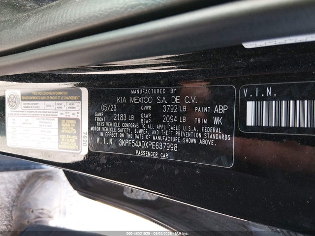 46021529 :رقم المزاد ، 3KPF54ADXPE637998 vin ، 2023 Kia Forte Gt-line مزاد بيع