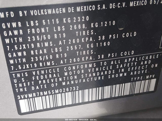 Продаж на аукціоні авто 2025 Volkswagen Tiguan 2.0t Se, vin: 3VVMR7RM5SM026732, номер лоту: 46021536