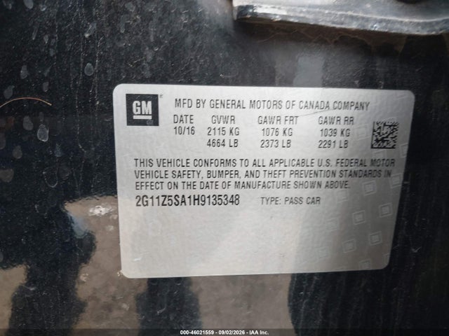 46021559 :رقم المزاد ، 2G11Z5SA1H9135348 vin ، 2017 Chevrolet Impala Ls مزاد بيع