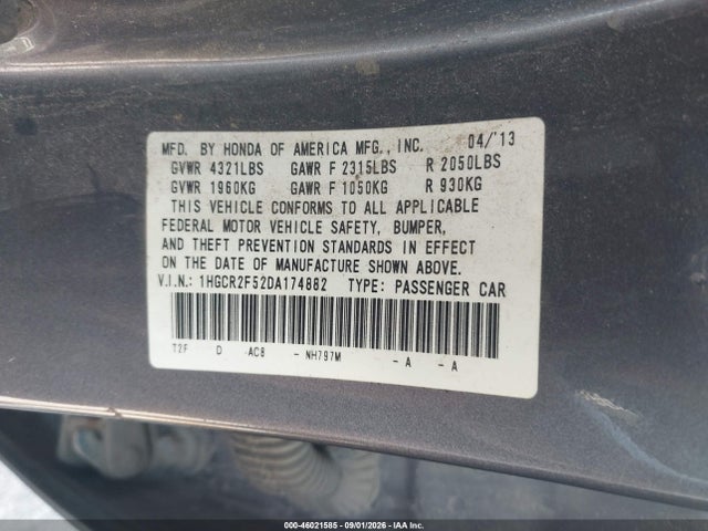 Продаж на аукціоні авто 2013 Honda Accord Sport, vin: 1HGCR2F52DA174882, номер лоту: 46021585