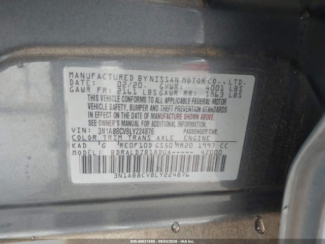 Nissan Sentra Sv Xtronic Cvt 2020 3N1AB8CV8LY224876 Image 9