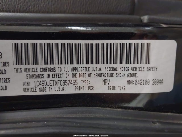 2015 Dodge Durango Citadel მანქანა იყიდება აუქციონზე, vin: 1C4SDJETXFC857455, აუქციონის ნომერი: 46021606