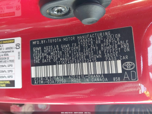 Продаж на аукціоні авто 2009 Toyota Matrix S, vin: 2T1KE40EX9C023415, номер лоту: 46021619