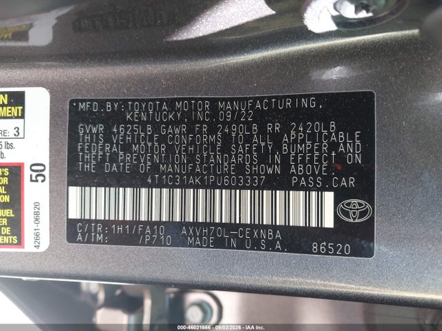 Продажа на аукционе авто 2023 Toyota Camry Le Hybrid, vin: 4T1C31AK1PU603337, номер лота: 46021666