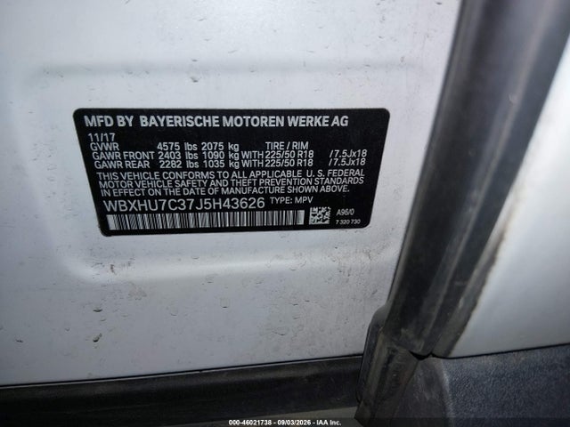 Aukcja sprzedaży 2018 Bmw X1 Sdrive28i, vin: WBXHU7C37J5H43626, numer aukcji: 46021738