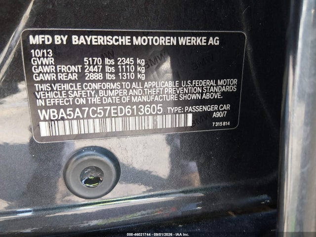 Aukcja sprzedaży 2014 Bmw 528i Xdrive, vin: WBA5A7C57ED613605, numer aukcji: 46021744