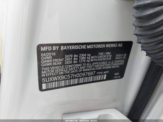 Продаж на аукціоні авто 2017 Bmw X3 Xdrive28i, vin: 5UXWX9C57H0D97687, номер лоту: 46021760
