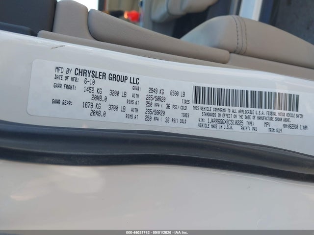 2011 Jeep Grand Cherokee Overland მანქანა იყიდება აუქციონზე, vin: 1J4RR6GGXBC510225, აუქციონის ნომერი: 46021762
