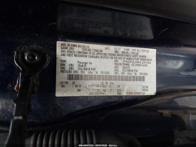 46021826 :رقم المزاد ، 1FADP3L94HL253184 vin ، 2017 Ford Focus St مزاد بيع