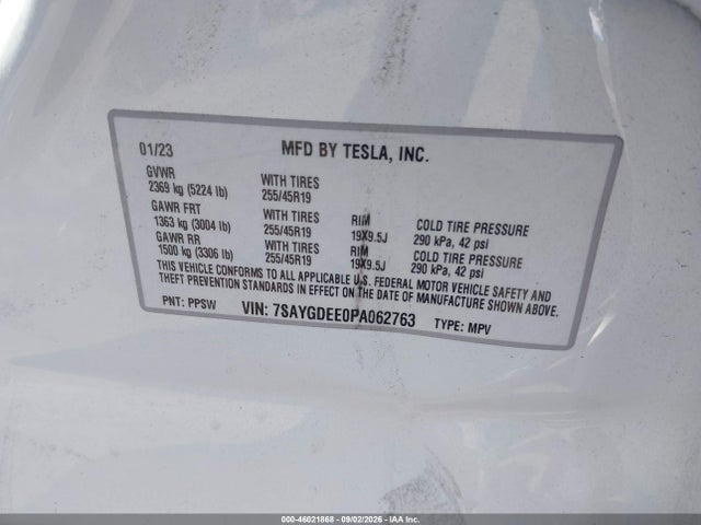 Продажа на аукционе авто 2023 Tesla Model Y Awd/long Range Dual Motor All-wheel Drive, vin: 7SAYGDEE0PA062763, номер лота: 46021868