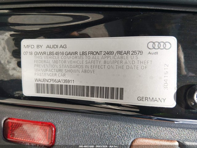 WAUENCF56JA135911 Audi A5 Sportback Premium Plus