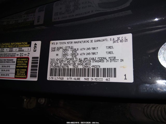 2025 Toyota Tacoma Sr მანქანა იყიდება აუქციონზე, vin: 3TYKD5HN6ST023796, აუქციონის ნომერი: 46021915