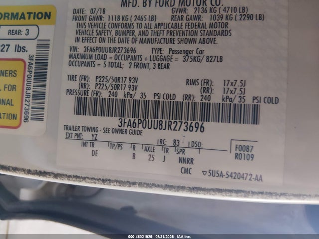 Продаж на аукціоні авто 2018 Ford Fusion Hybrid S, vin: 3FA6P0UU8JR273696, номер лоту: 46021929