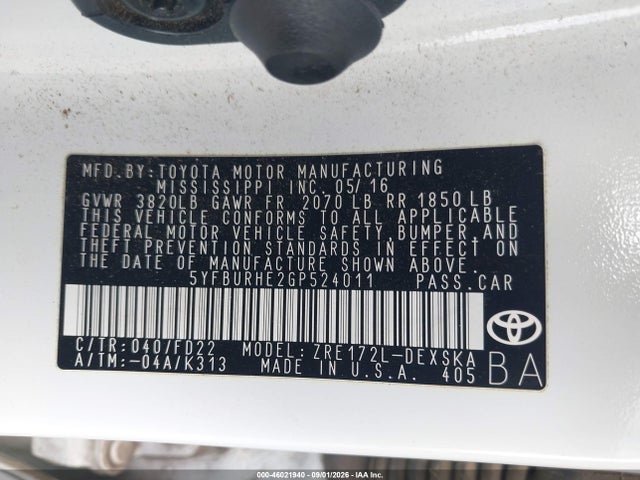 Toyota Corolla S Plus 2016 5YFBURHE2GP524011 Image 9