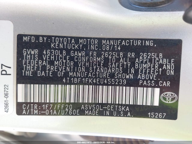 Toyota CAMRY SE 2014 4T1BF1FK4EU455239 Image 9