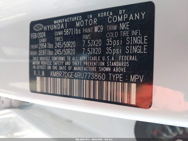 Продажа на аукционе авто 2024 Hyundai Palisade Calligraphy Night Edition, vin: KM8R7DGE4RU773860, номер лота: 46021973