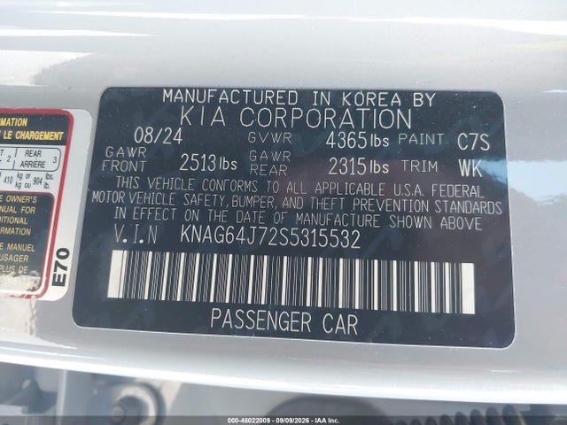 KIA K5 Gt-line 2025 KNAG64J72S5315532 Image 9