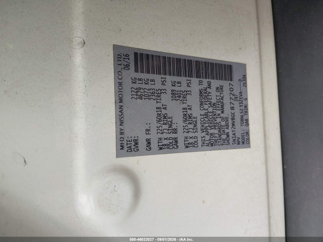 46022027 :رقم المزاد ، 5N1AT2MV8GC877207 vin ، 2016 Nissan Rogue Sl مزاد بيع