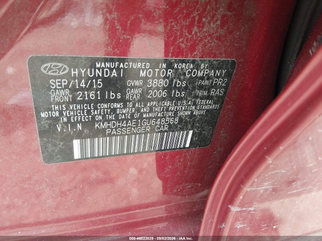 Продажа на аукционе авто 2016 Hyundai Elantra Se, vin: KMHDH4AE1GU648568, номер лота: 46022029