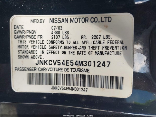 Продаж на аукціоні авто 2004 Infiniti G35, vin: JNKCV54E54M301247, номер лоту: 46022132