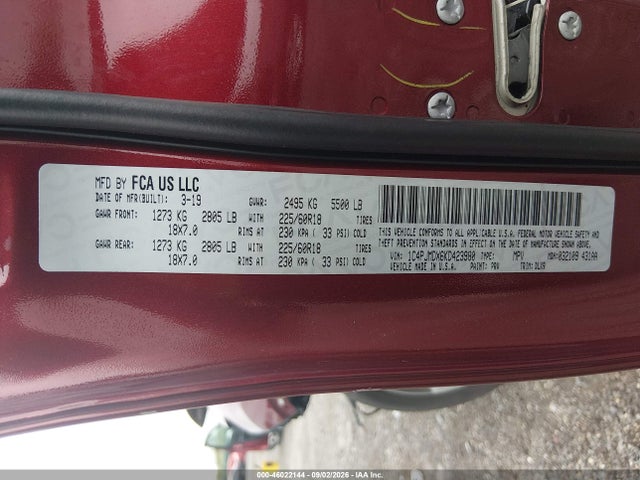 Продаж на аукціоні авто 2019 Jeep Cherokee Limited 4x4, vin: 1C4PJMDX6KD423980, номер лоту: 46022144