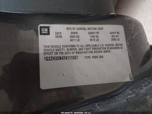 2007 Pontiac G6 Gt მანქანა იყიდება აუქციონზე, vin: 1G2ZH35N474111907, აუქციონის ნომერი: 46022176