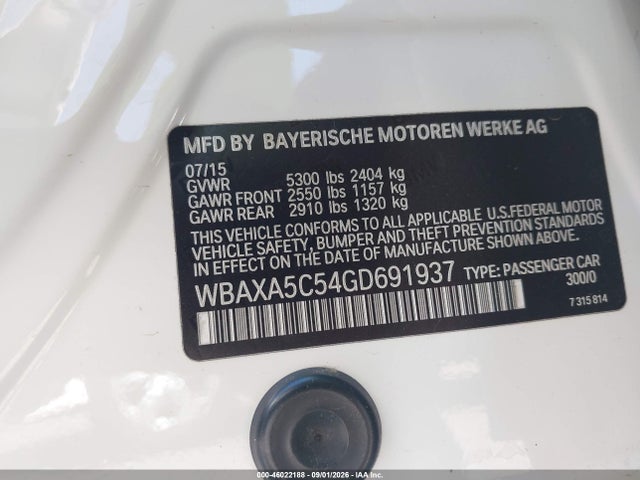 Aukcja sprzedaży 2016 Bmw 535d, vin: WBAXA5C54GD691937, numer aukcji: 46022188