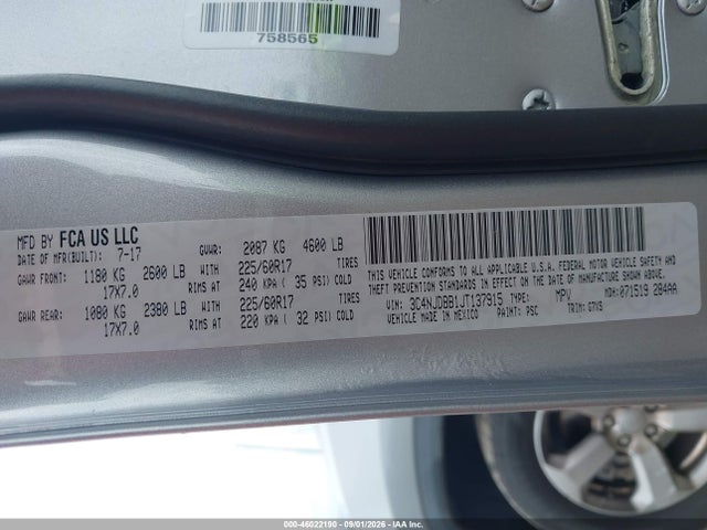 Продаж на аукціоні авто 2018 Jeep Compass Latitude 4x4, vin: 3C4NJDBB1JT137915, номер лоту: 46022190