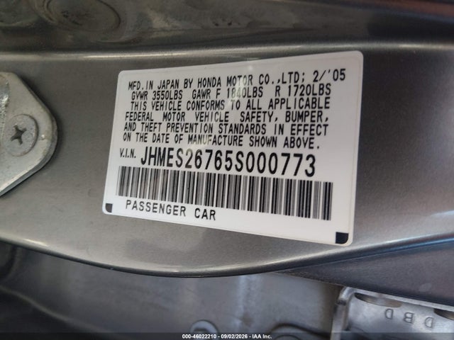 Продажа на аукционе авто 2005 Honda Civic Ex, vin: JHMES26765S000773, номер лота: 46022210